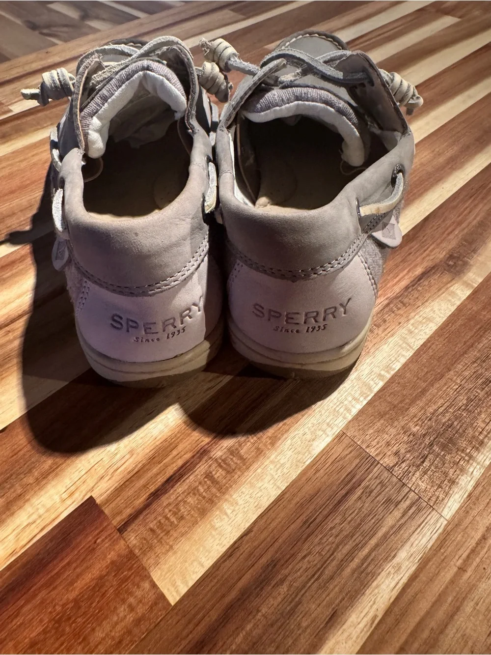 Sperry Women's Boat Shoes in Light Gray Suede